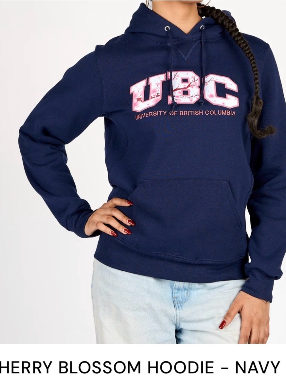 UBC Navy Blue Cherry Blossoms Pullover Hoodie University of British Columbia